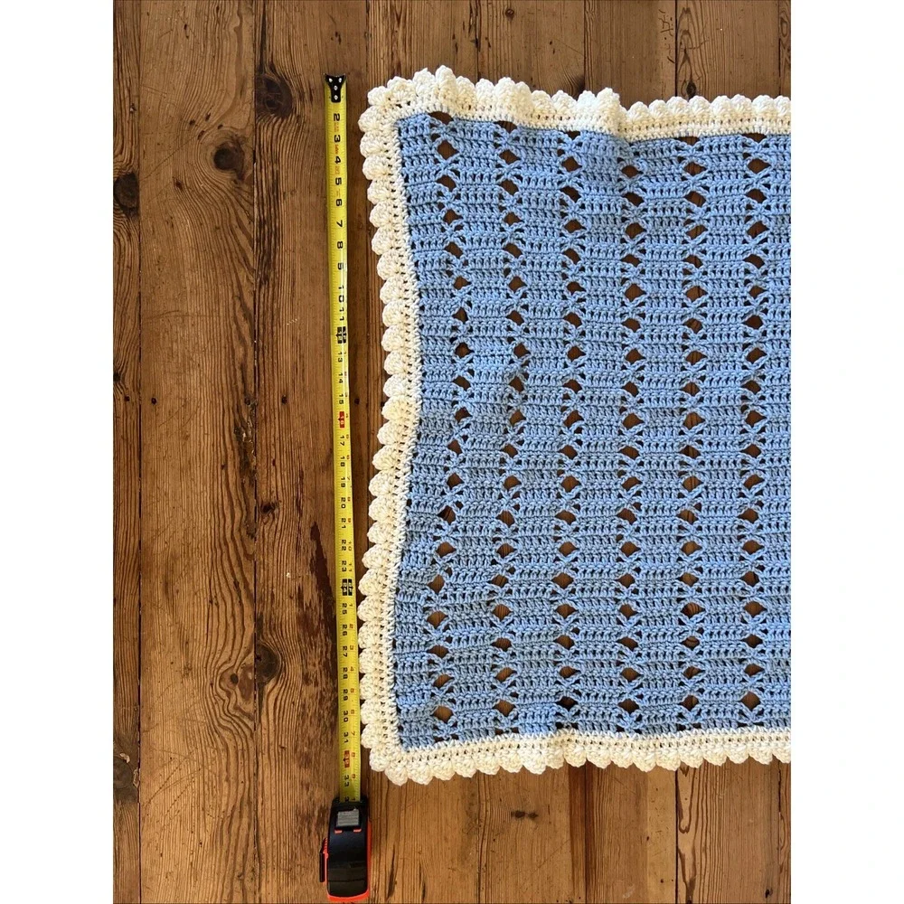 Handmade Crochet Afghan Baby Blanket Green Yellow Throw Granny Square